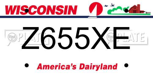 Z655XE Wisconsin License Plate