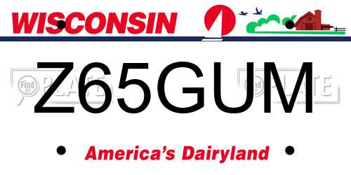 Z65GUM Wisconsin License Plate