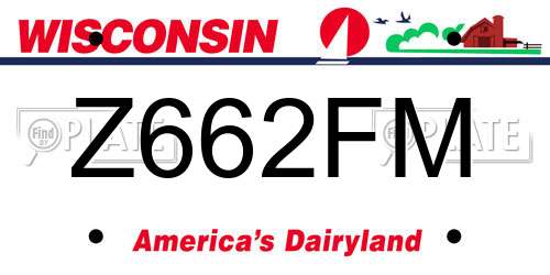 Z662FM Wisconsin License Plate