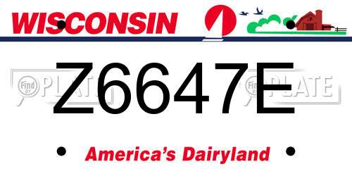 Z6647E Wisconsin License Plate