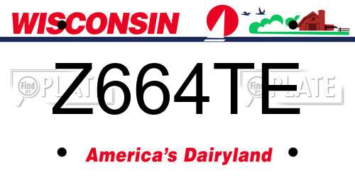 Z664TE Wisconsin License Plate