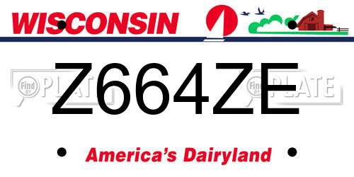 Z664ZE Wisconsin License Plate