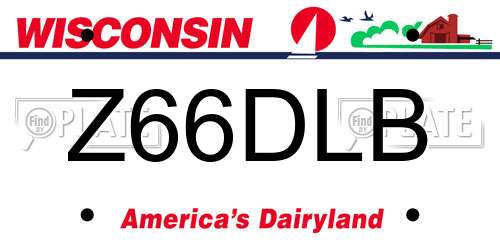 Z66DLB Wisconsin License Plate