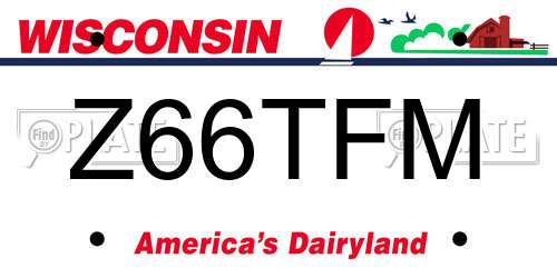Z66TFM Wisconsin License Plate