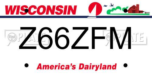 Z66ZFM Wisconsin License Plate
