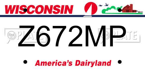 Z672MP Wisconsin License Plate