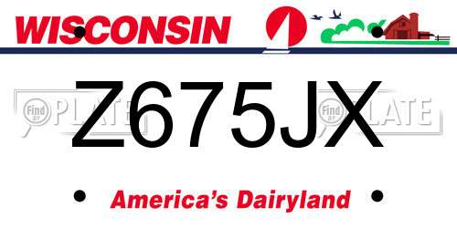 Z675JX Wisconsin License Plate