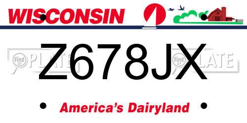Z678JX Wisconsin License Plate