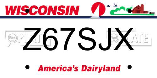 Z67SJX Wisconsin License Plate