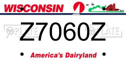 Z7060Z Wisconsin License Plate