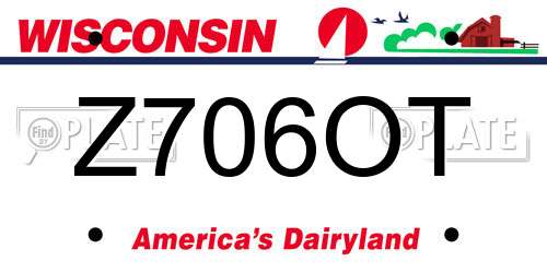 Z706OT Wisconsin License Plate