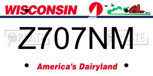 Z707NM Wisconsin License Plate