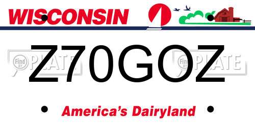 Z70GOZ Wisconsin License Plate