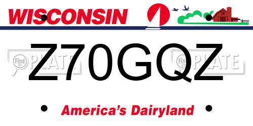 Z70GQZ Wisconsin License Plate