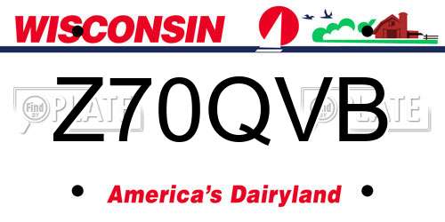Z70QVB Wisconsin License Plate
