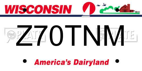 Z70TNM Wisconsin License Plate