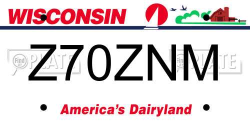 Z70ZNM Wisconsin License Plate