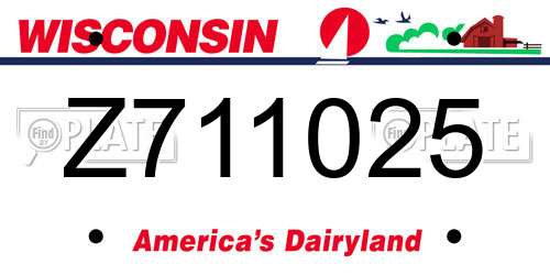 Z711025 Wisconsin License Plate