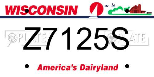 Z7125S Wisconsin License Plate