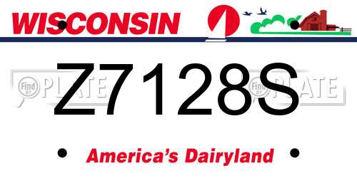 Z7128S Wisconsin License Plate