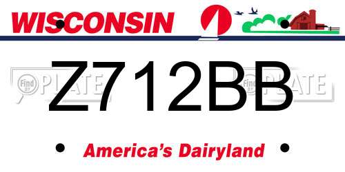 Z712BB Wisconsin License Plate
