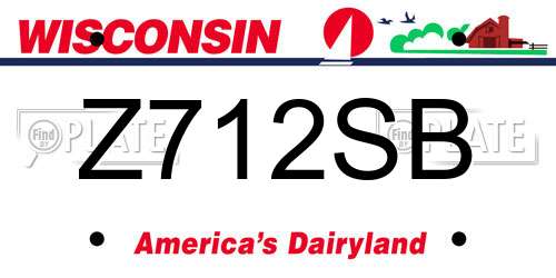Z712SB Wisconsin License Plate