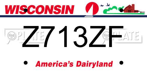 Z713ZF Wisconsin License Plate