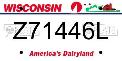 Z71446L Wisconsin License Plate