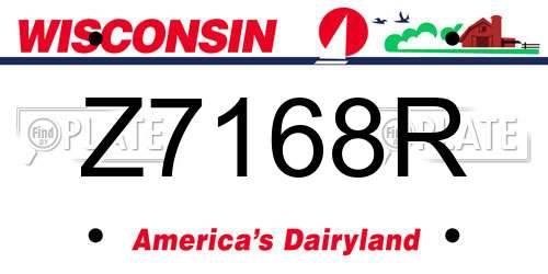 Z7168R Wisconsin License Plate