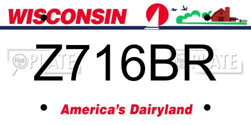 Z716BR Wisconsin License Plate