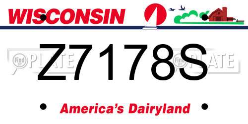Z7178S Wisconsin License Plate