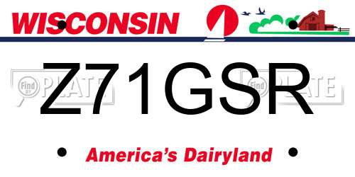 Z71GSR Wisconsin License Plate