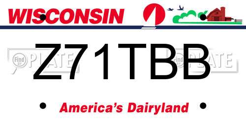 Z71TBB Wisconsin License Plate