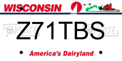 Z71TBS Wisconsin License Plate