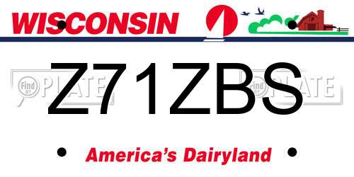 Z71ZBS Wisconsin License Plate