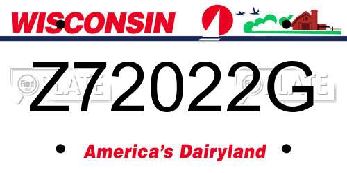 Z72022G Wisconsin License Plate