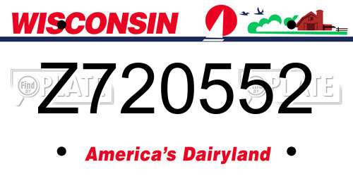 Z720552 Wisconsin License Plate