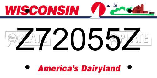 Z72055Z Wisconsin License Plate