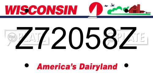 Z72058Z Wisconsin License Plate