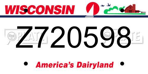 Z720598 Wisconsin License Plate