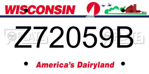 Z72059B Wisconsin License Plate