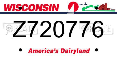 Z720776 Wisconsin License Plate
