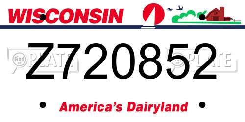 Z720852 Wisconsin License Plate