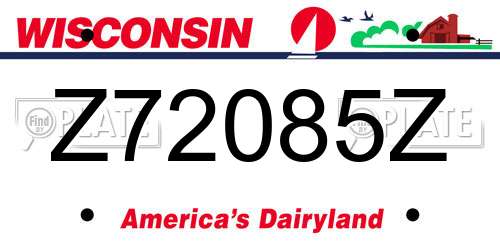 Z72085Z Wisconsin License Plate