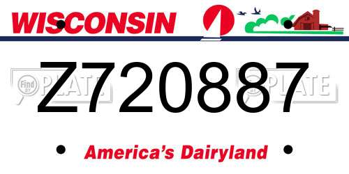 Z720887 Wisconsin License Plate