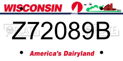 Z72089B Wisconsin License Plate