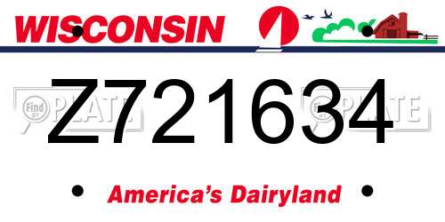 Z721634 Wisconsin License Plate
