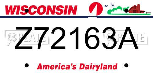 Z72163A Wisconsin License Plate