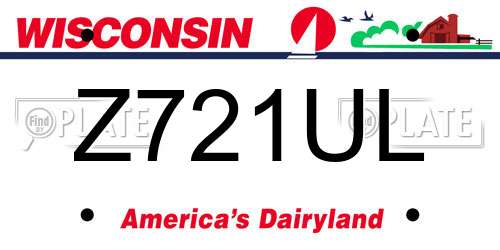 Z721UL Wisconsin License Plate