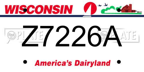 Z7226A Wisconsin License Plate